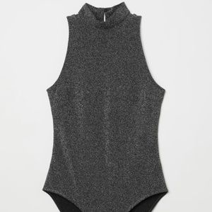 H&M Glittery Bodysuit in Black